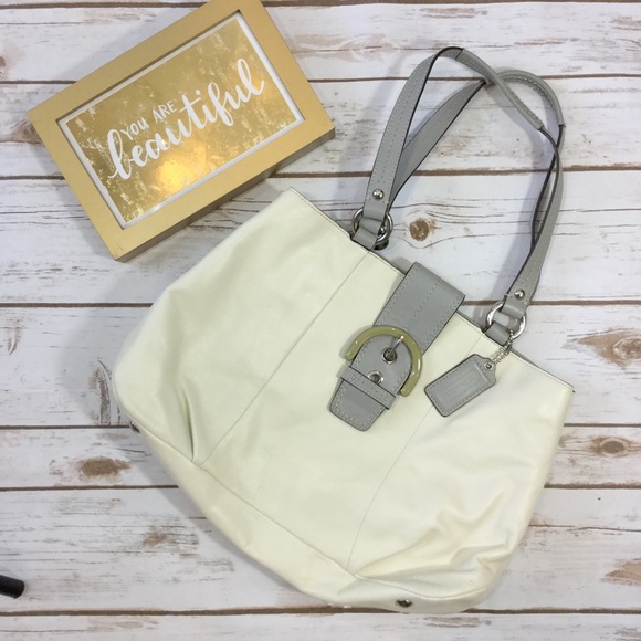 Coach Handbags - Coach Factory Soho cream and grey buckle hobo tote